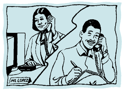 two people talking on the phone