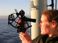 Kathleen using the sextant