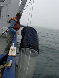 Tim pulling in the plankton net