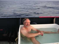 Fred Prahl, Chief Scientist, enjoying an evening soak