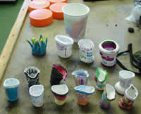 Shrunken styrofoam cups